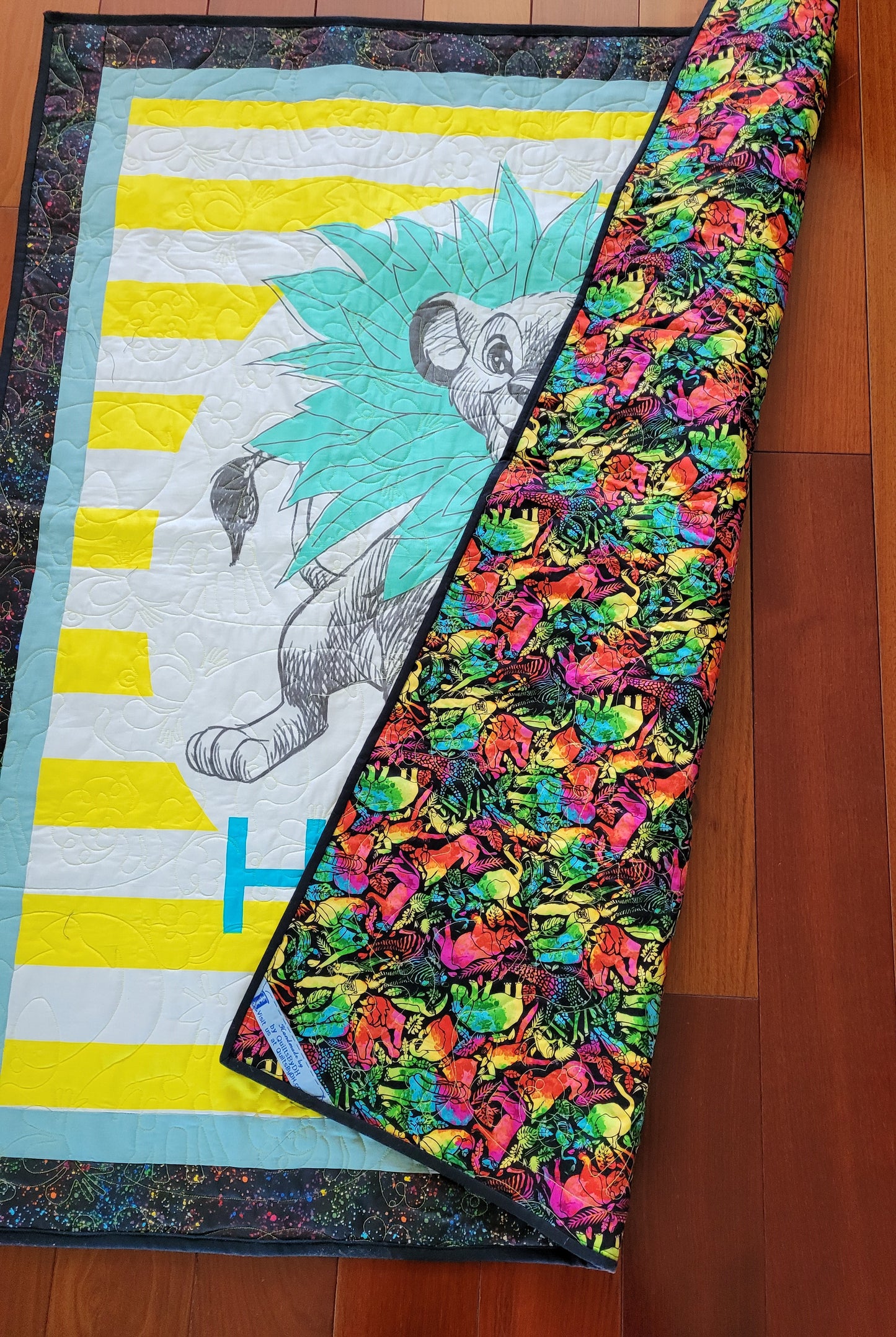 Simba Toddler Quilt or Playmat - The Lion King "Hello There" Jungle Animals Greens and Yellows approx 43 x 51 inches