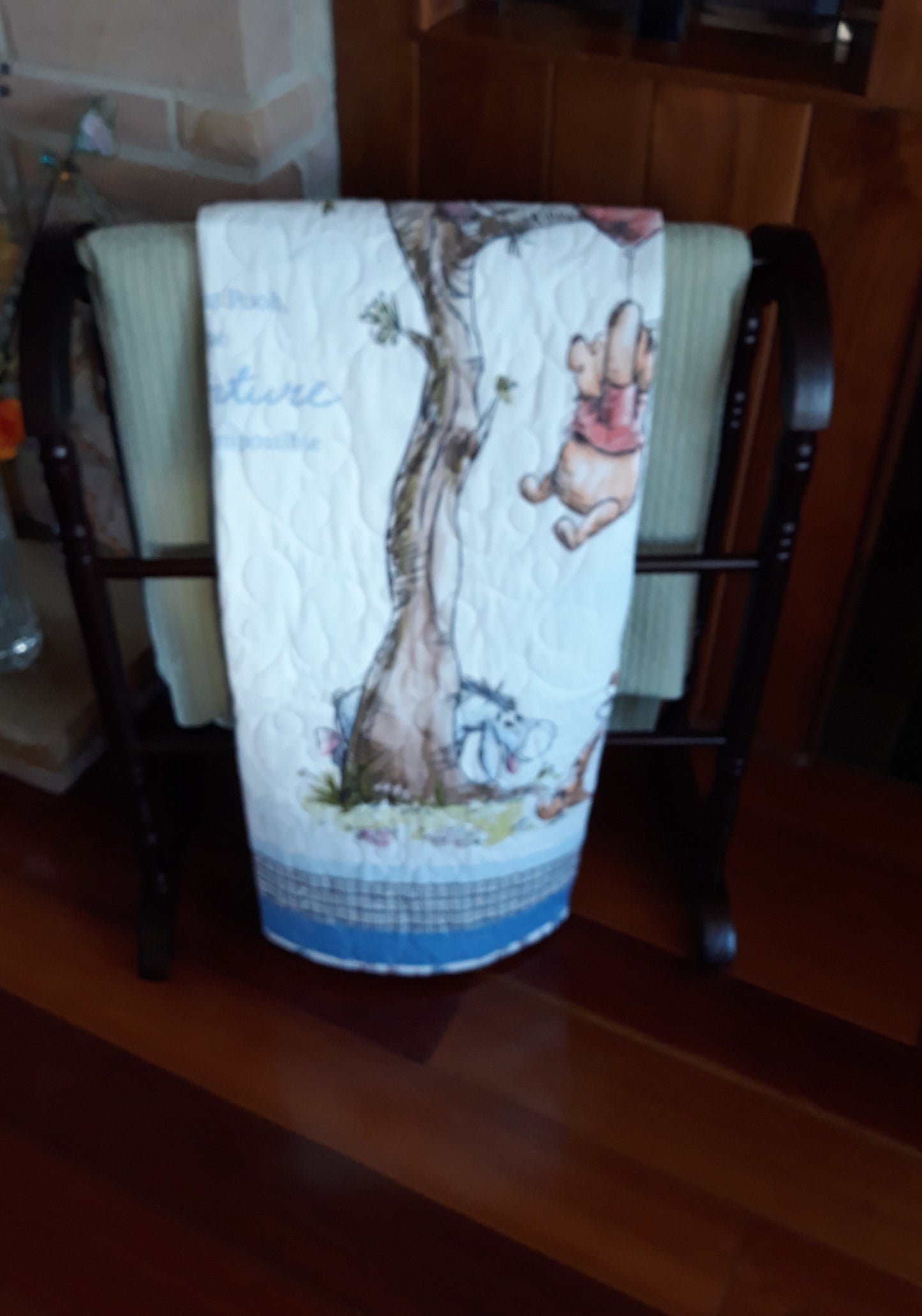 WINNIE the POOH BEAR Panel Quilt Blanket Playmat for baby or toddler - Tigger Piglet Eeyore - Large size 39 x 47 inches