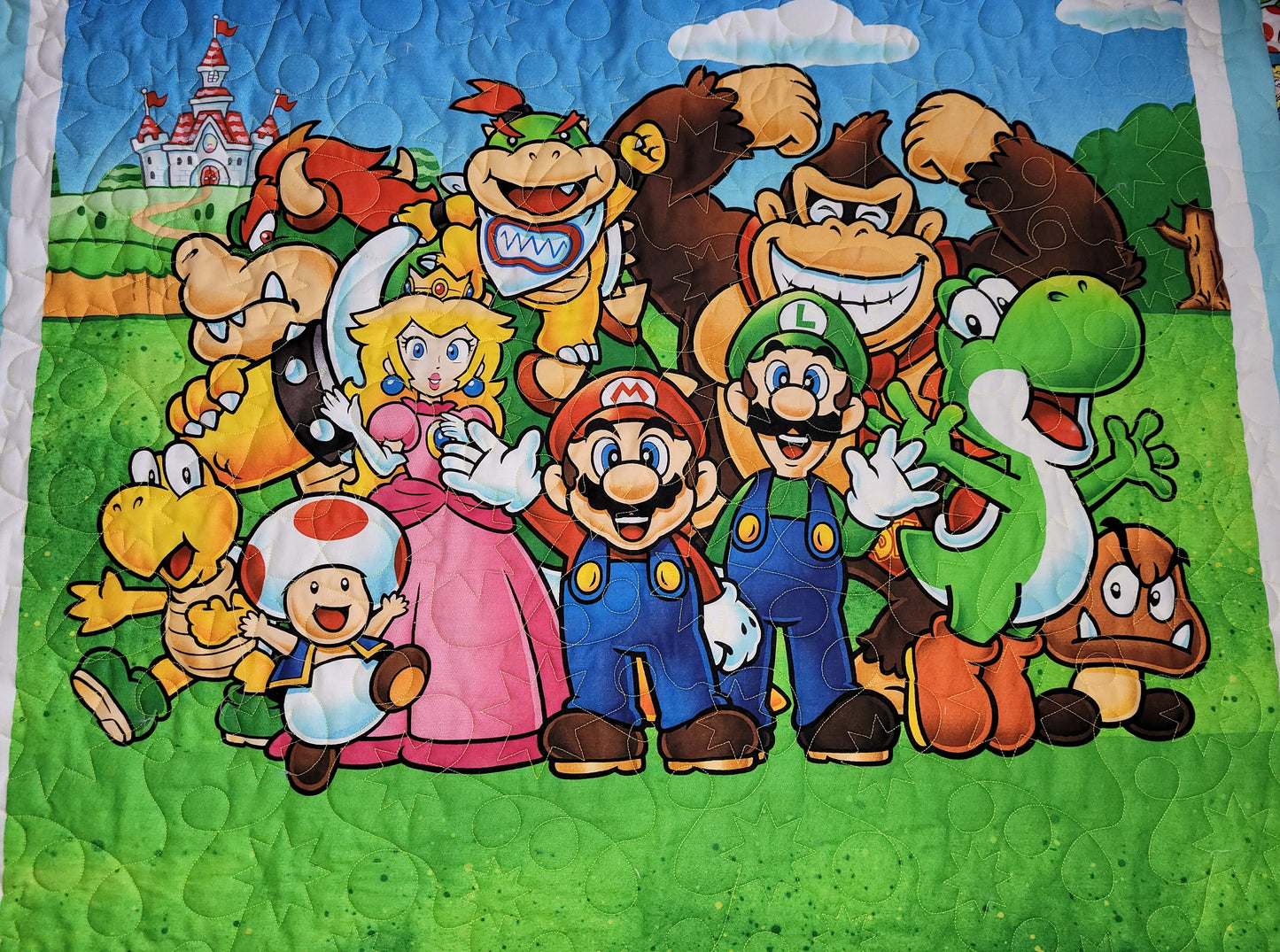 Nintendo Mario Luigi Peach Donkey Kong Yoshi Bowser Baby Toddler Quilt, Blanket or Playmat - approx 42 x 50 inches
