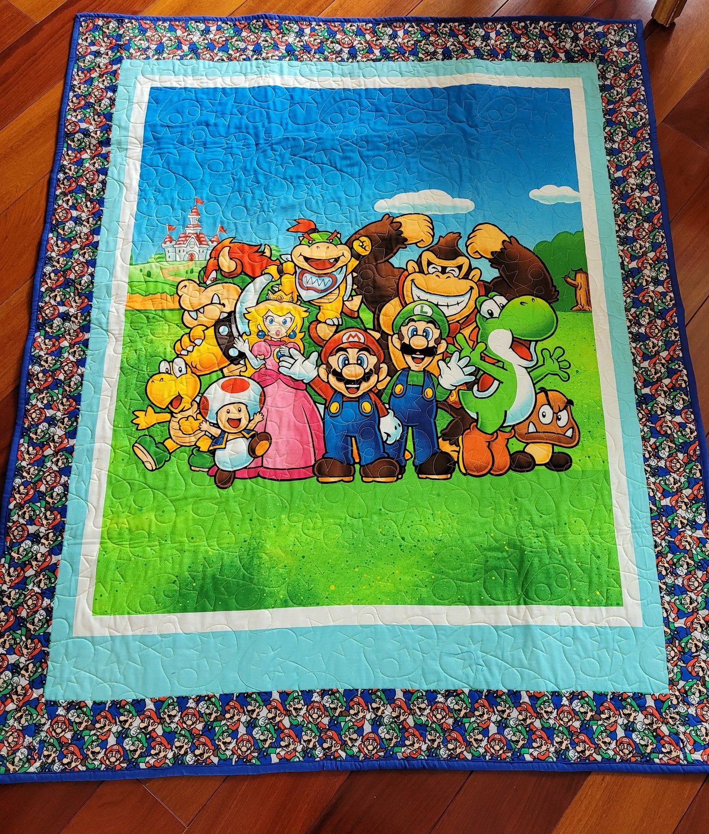 Nintendo Mario Luigi Peach Donkey Kong Yoshi Bowser Baby Toddler Quilt, Blanket or Playmat - approx 42 x 50 inches