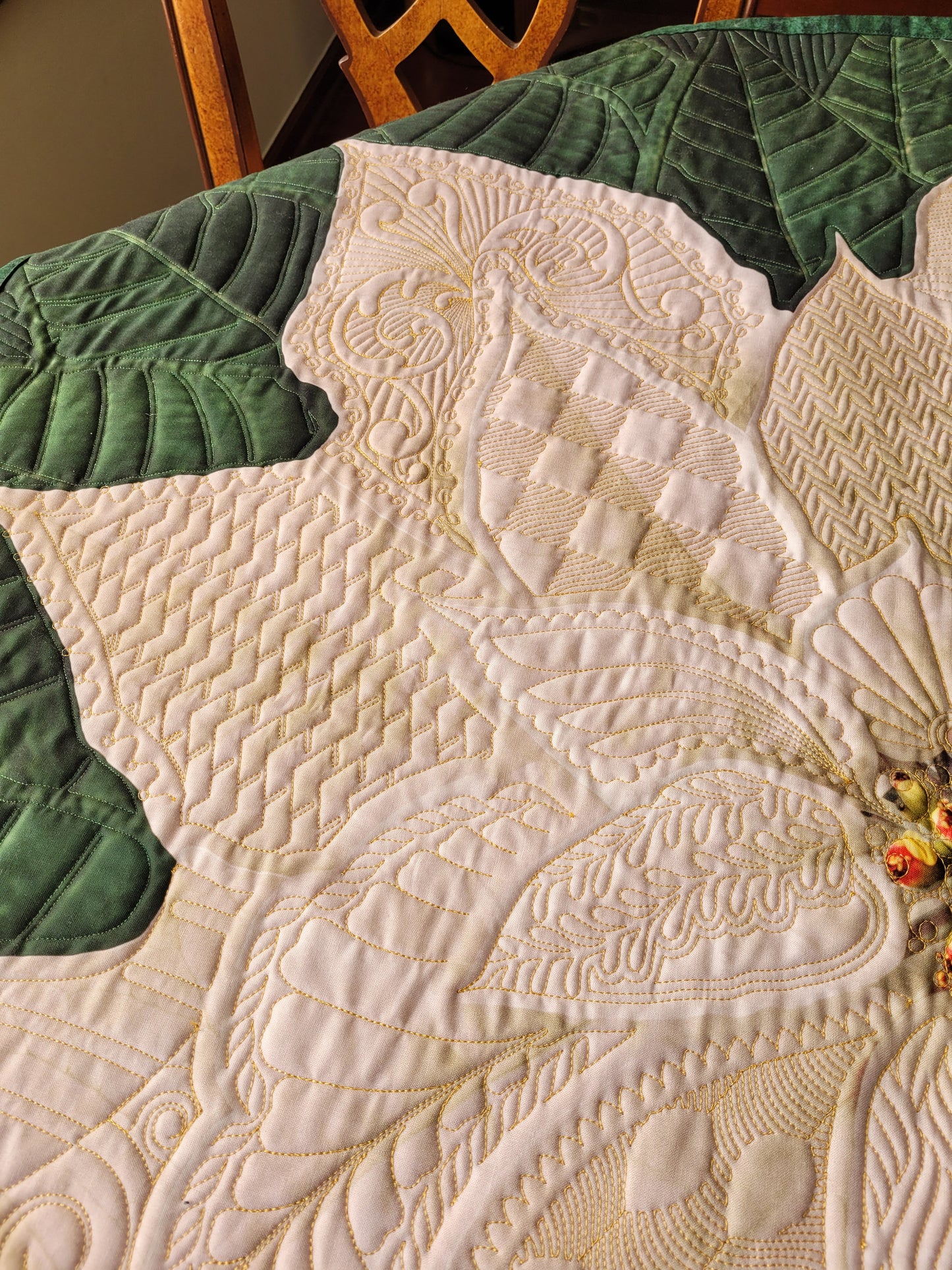 Dream Big White Poinsettia Quilted Wall Hanging or Table topper, approx 43 x 43 inches