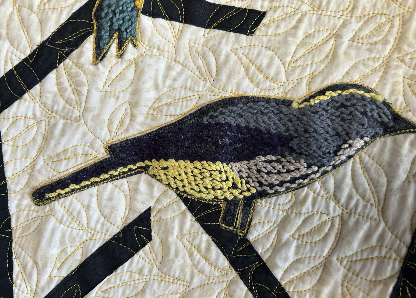 Sold Out Modern Multicolor Batik Bird Quilted Wall Hanging - Thread Art Colorful Bird Appliques - approx 60 x 75 inches