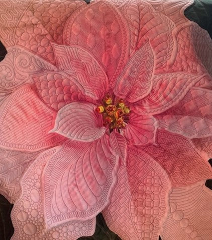 Dream Big Pink Poinsettia Quilted Wall Hanging or Table topper, approx 43 x 43 inches