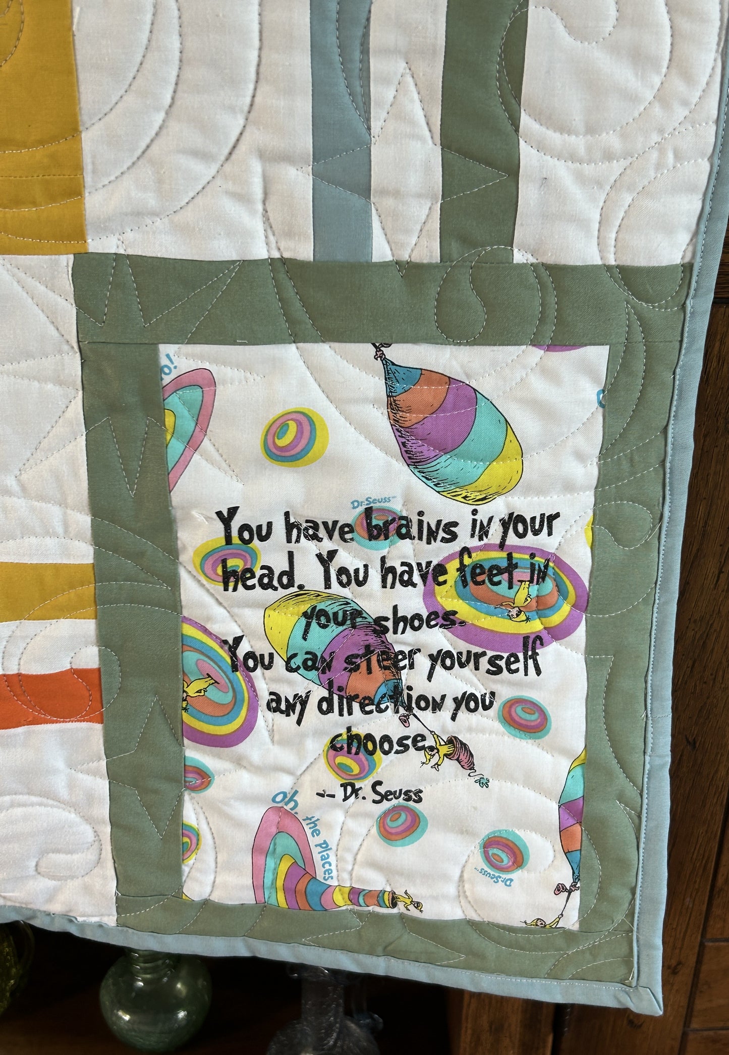 Dr Seuss Books Quilt Blanket Playmat For Baby or Toddler - Large size 48 x 64 inches - Baby Shower Gift Cat Hat Lorax Sneetches Yertle+