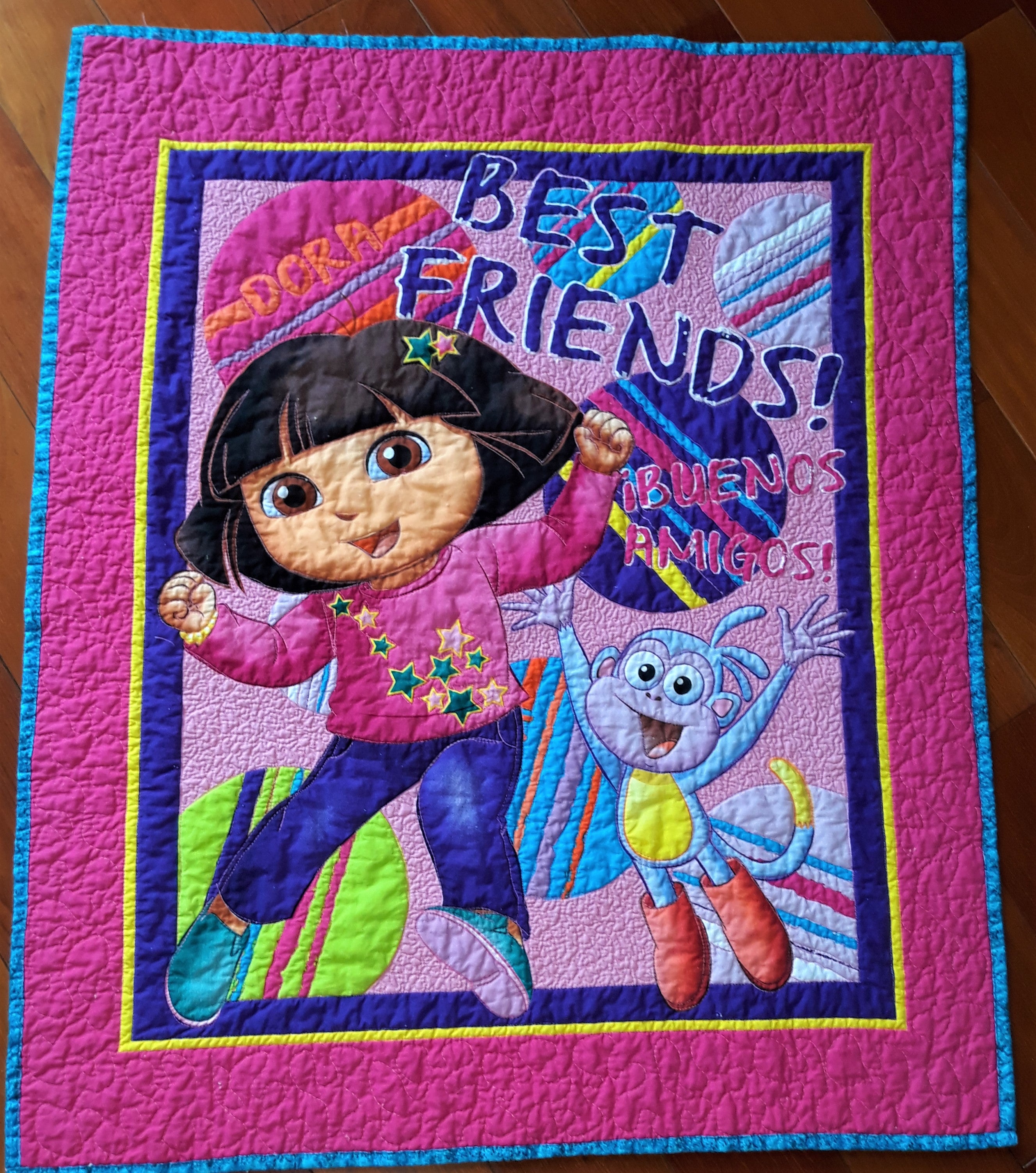 Dora the Explorer Panel Quilt Blanket Playmat for Baby Toddler