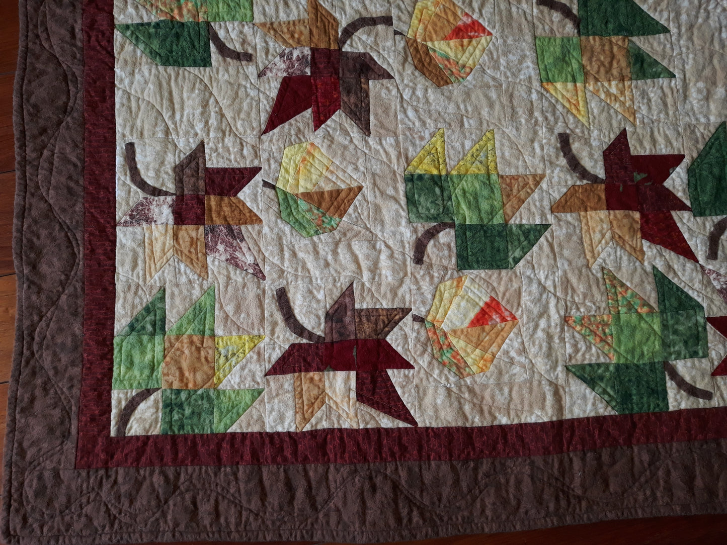 Sold Out Flannel Lap Quilt Falling Leaves, browns and beiges,100% cotton flannel, 54 x 70 inches, fall autumn leaves