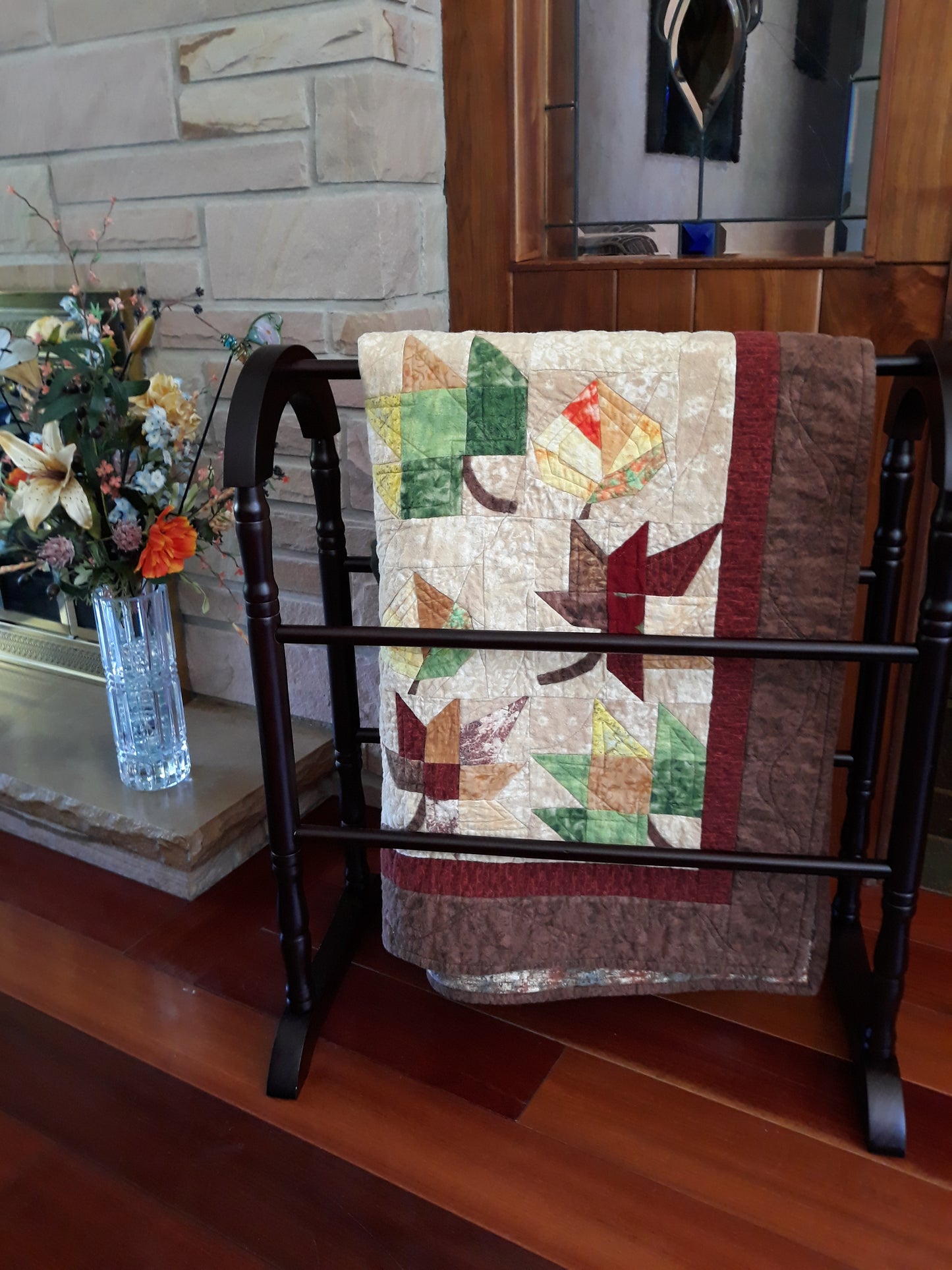 Sold Out Flannel Lap Quilt Falling Leaves, browns and beiges,100% cotton flannel, 54 x 70 inches, fall autumn leaves